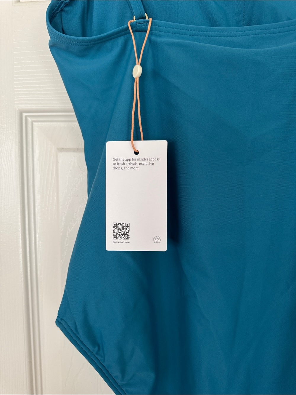 QUINCE Italian Cami One-Piece Swimsuit Lagoon Teal Blue NEW hygienic liner M - Picture 12 of 13